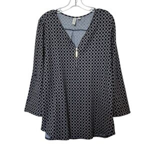 Tacera Midnight Blue and Tan Knit Tunic